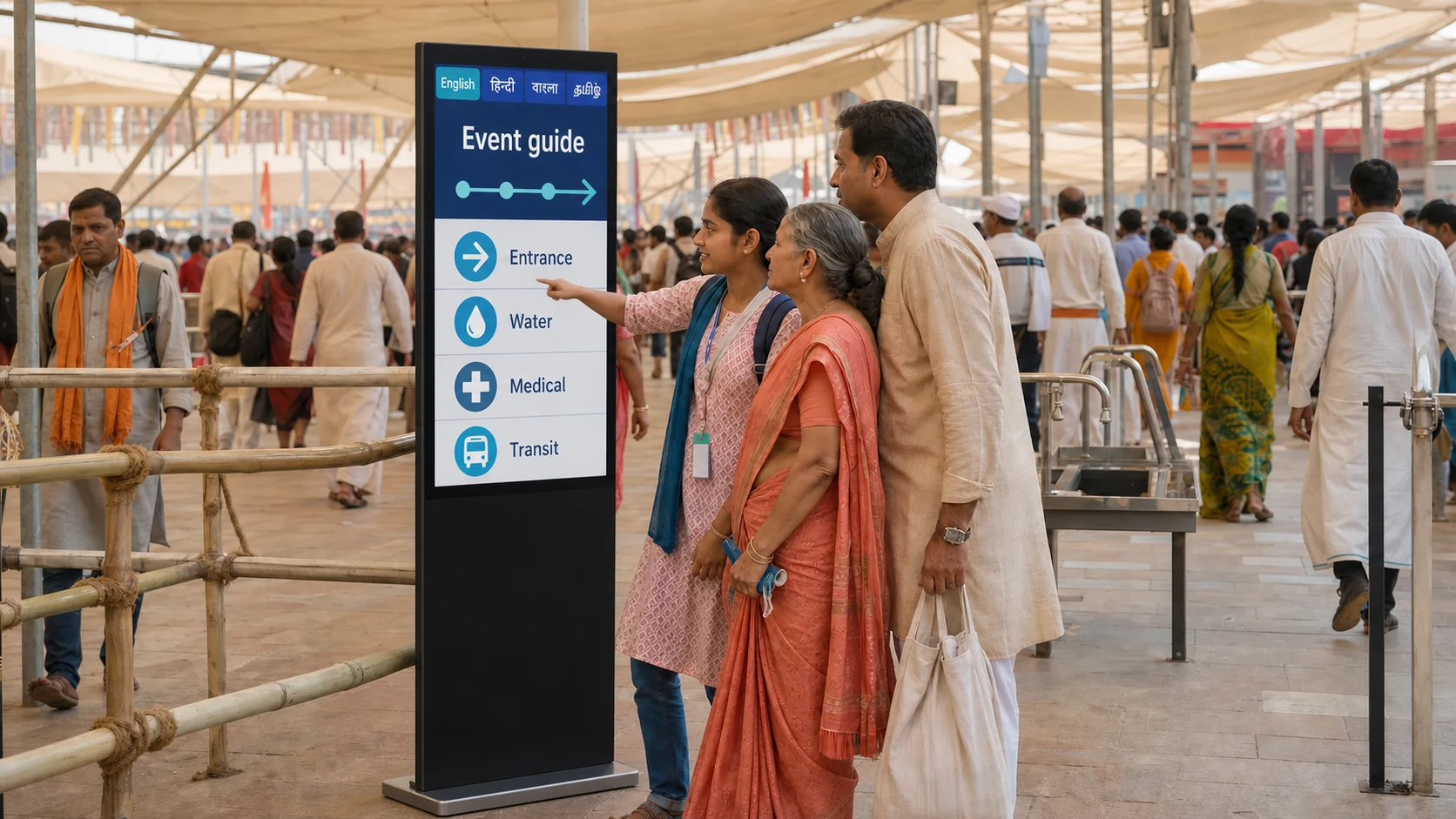 A multilingual terminal at a large regional event