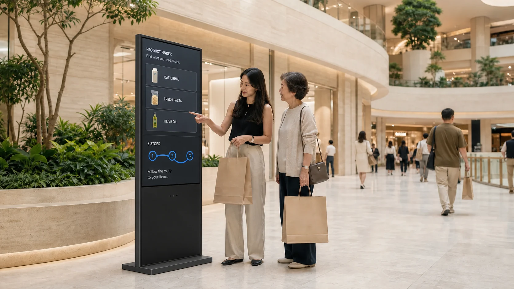 A shopper using a Terminal Agent in a retail environment